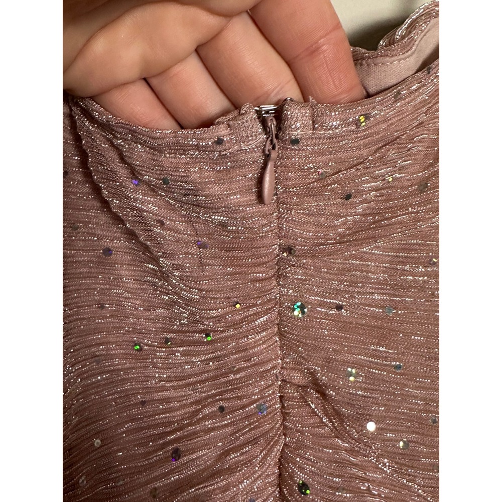 LULU'S Flirty Vibes Mauve Pink Sparkly Ruched Bodycon Mini Dress NWT Size‎ Med - Picture 15 of 16